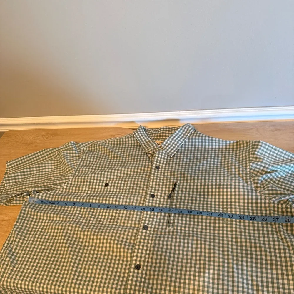 Redhead Mens Green Gingham Short Sleeve Button Down Utility Shirt Size XXL - Picture 3 of 8